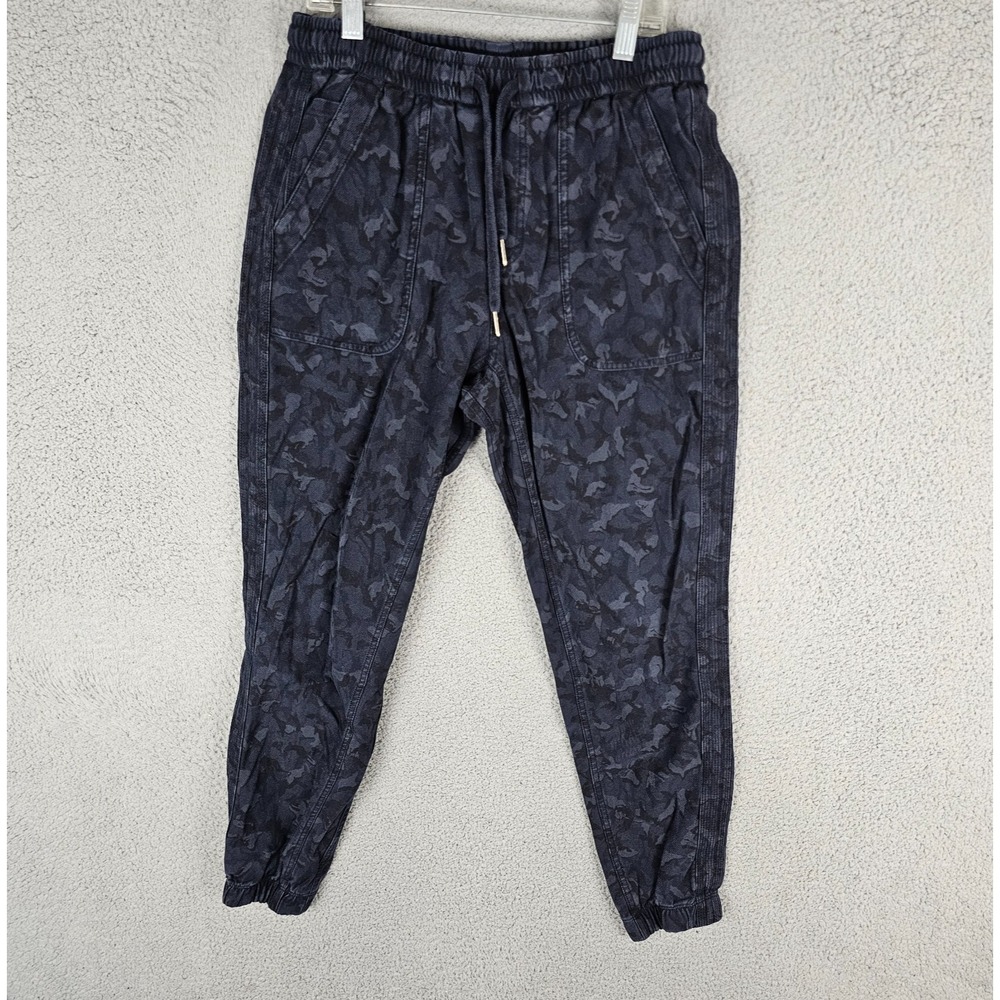Athleta Farallon‎ Jogger Womens 6 Navy Camo Tapered Leg Elastic Waist Drawstring